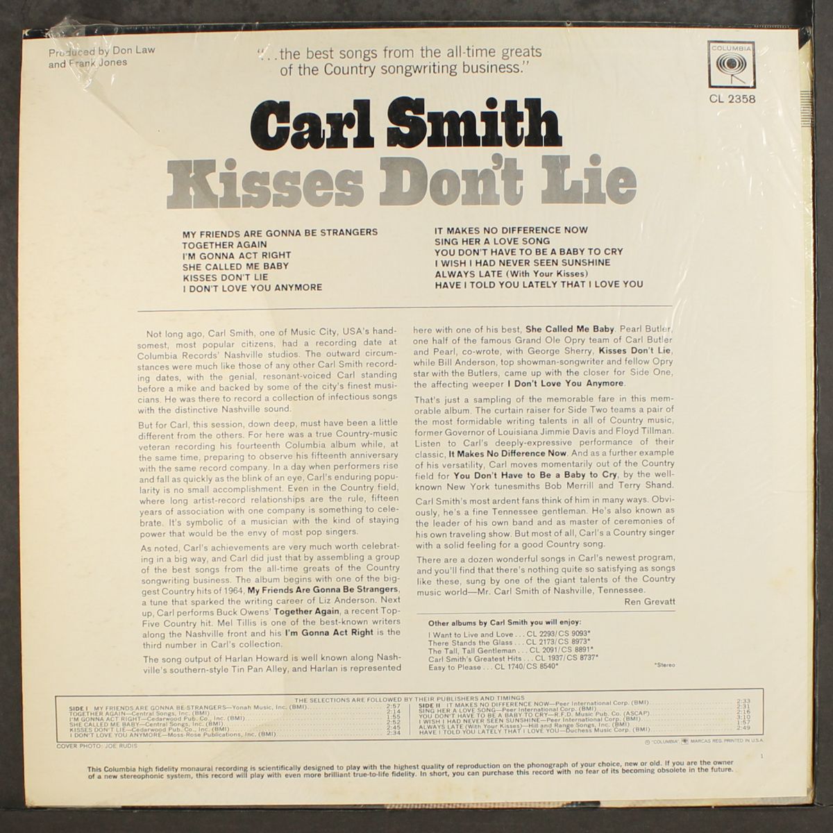 kisses don't lie by CARL SMITH