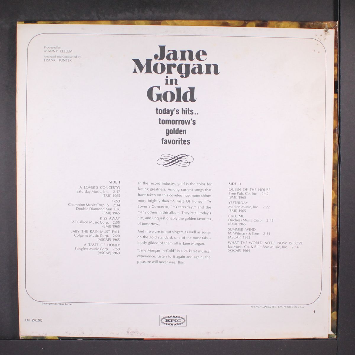 in gold, today's hits...tomorrow's golden favorites by JANE MORGAN