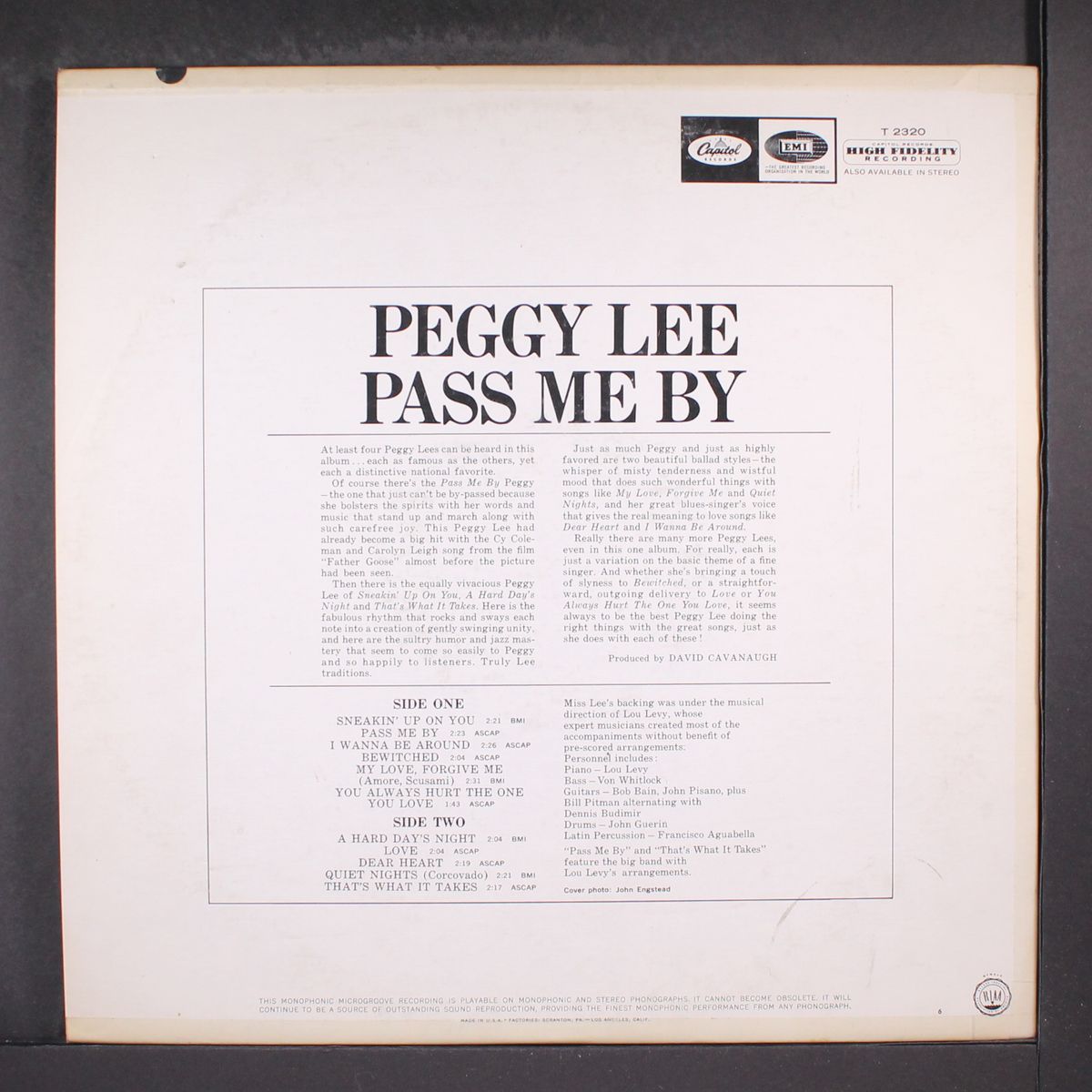 pass me by by PEGGY LEE