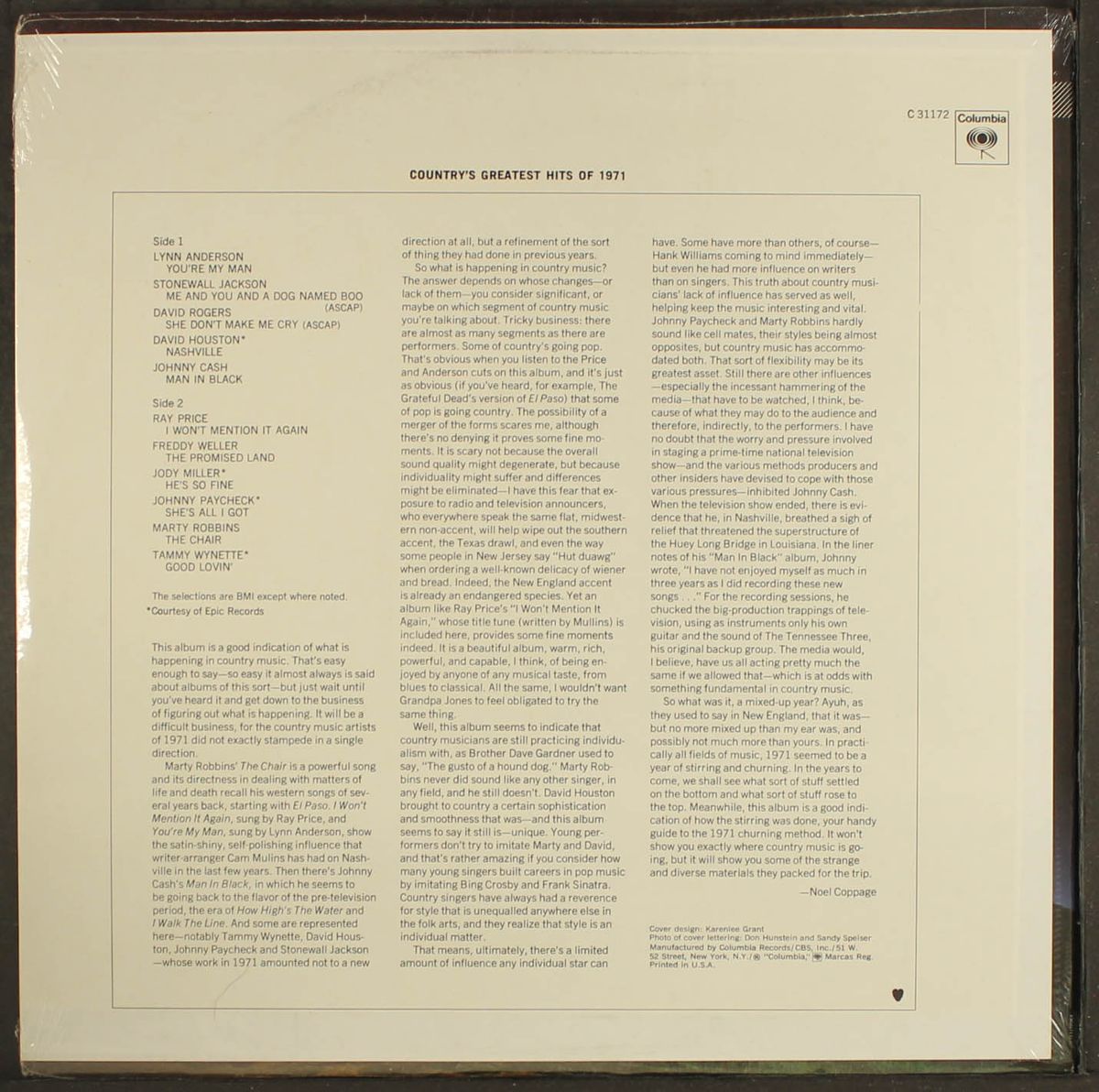 country's greatest hits of 1971 by VARIOUS