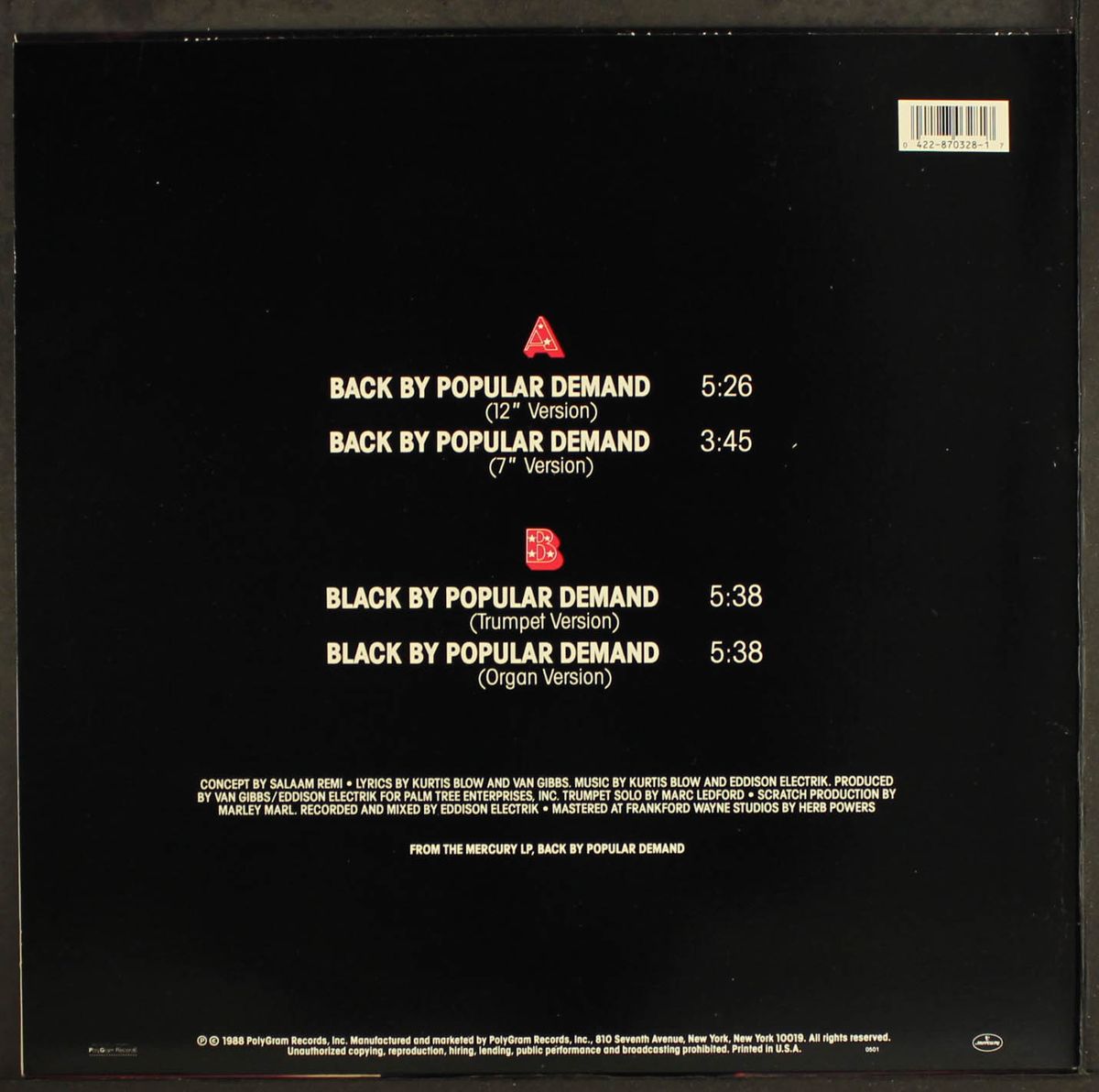back by popular demand by KURTIS BLOW