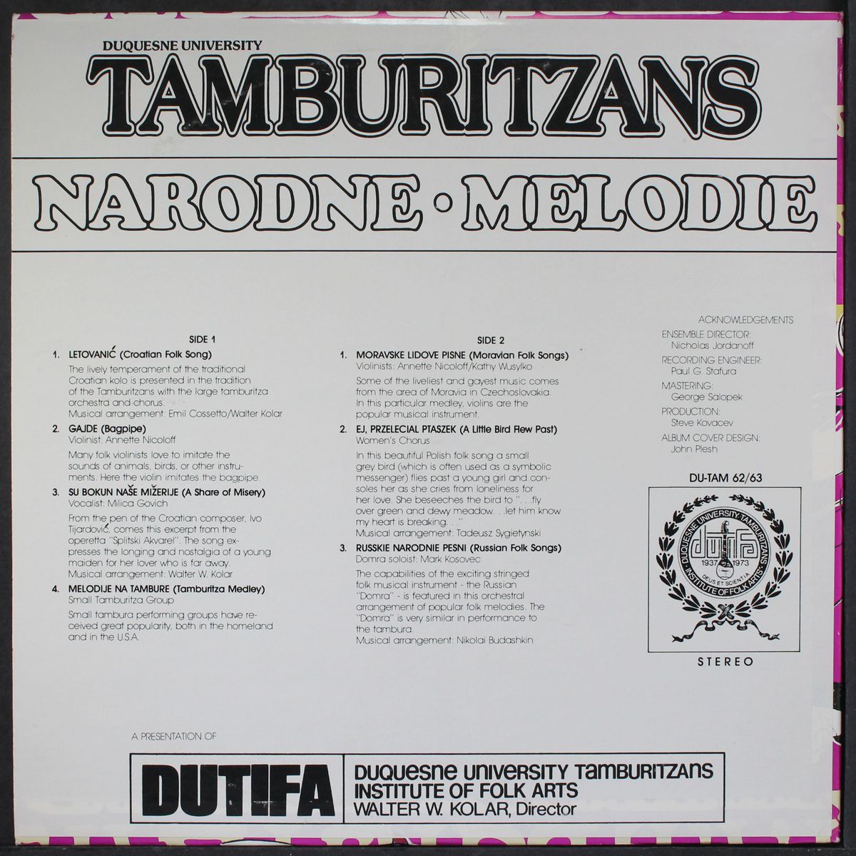 narodne melodie by DUQUESNE UNIVERSITY TAMBURITZANS