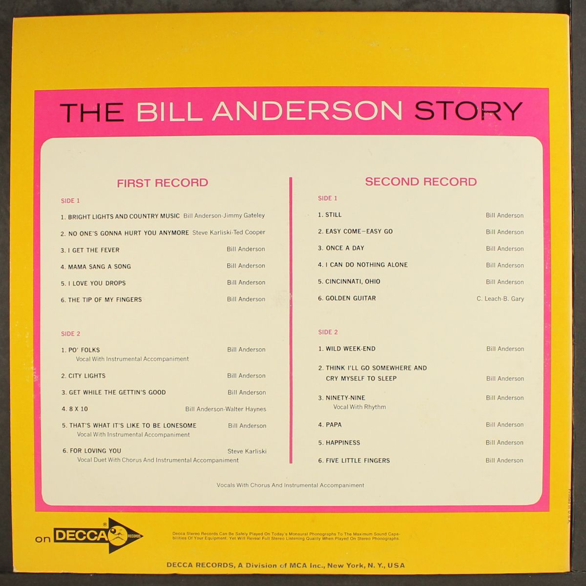 the bill anderson story by BILL ANDERSON