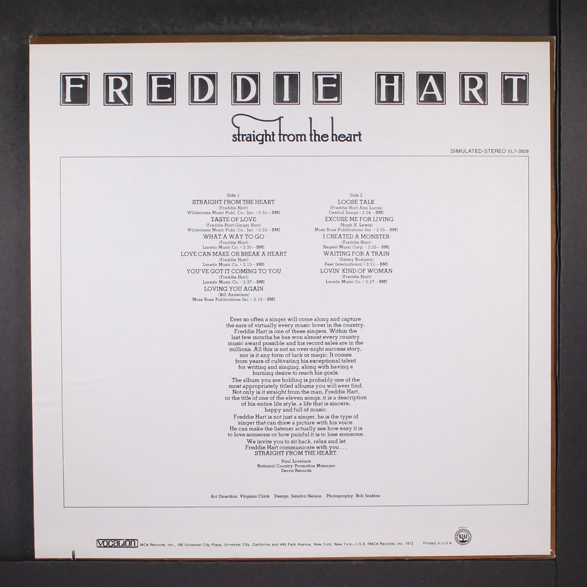straight from the heart by FREDDIE HART