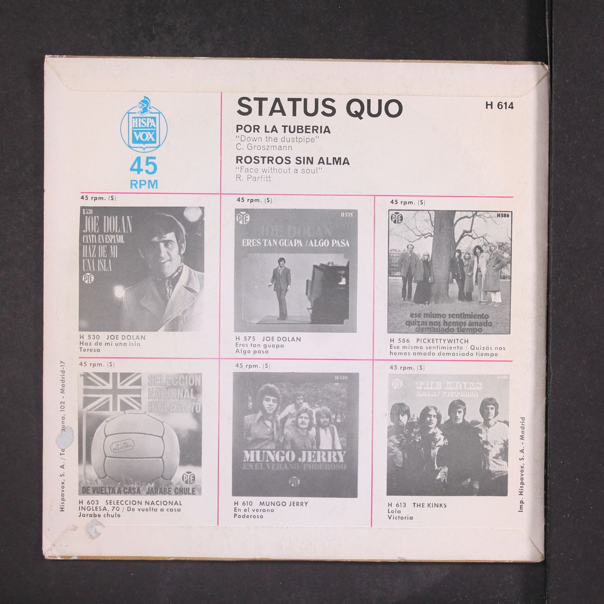 down the dustpipe / face without a soul by STATUS QUO