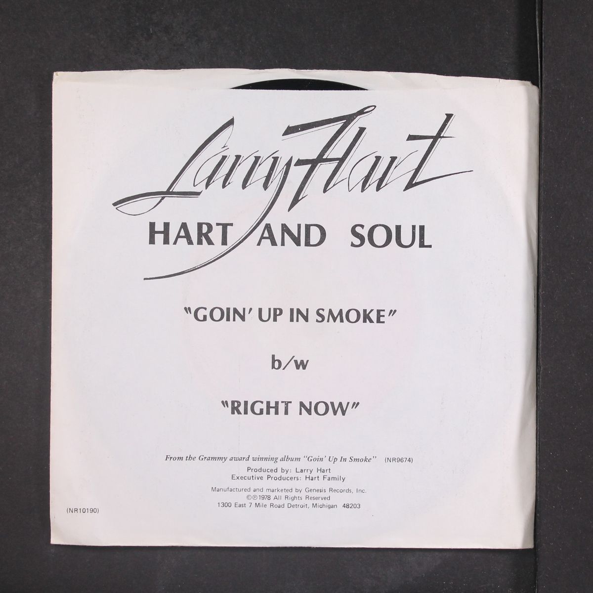 goin' up in smoke / right now if you believe by LARRY HART & SOUL