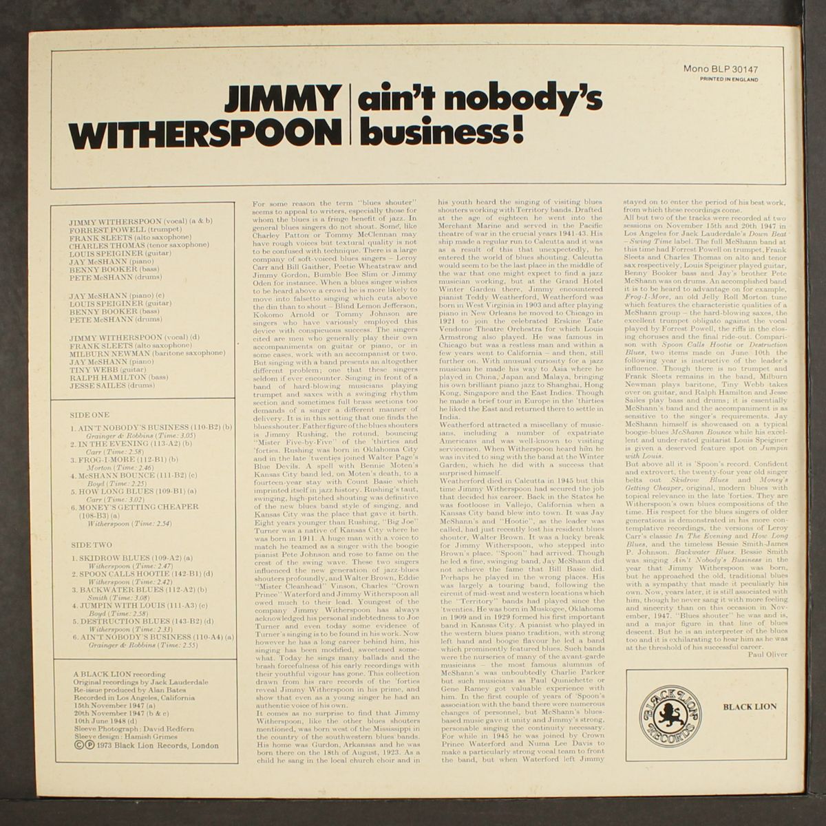 ain't nobody's business by JIMMY WITHERSPOON
