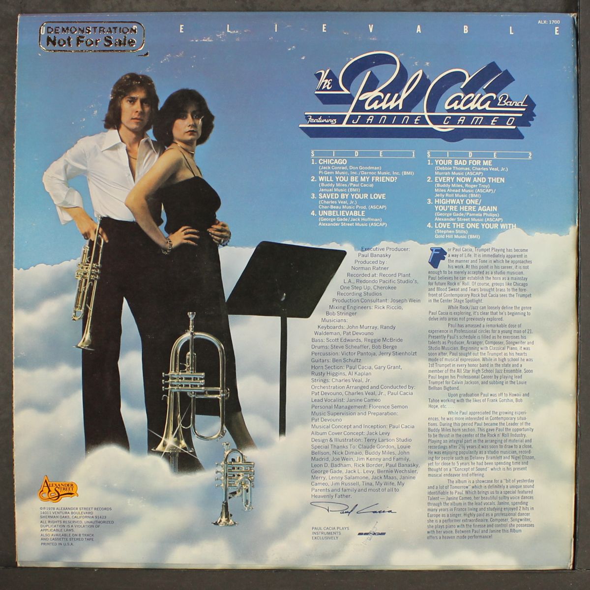 unbelievable by PAUL CACIA BAND FEAT. JANINE CAMEO