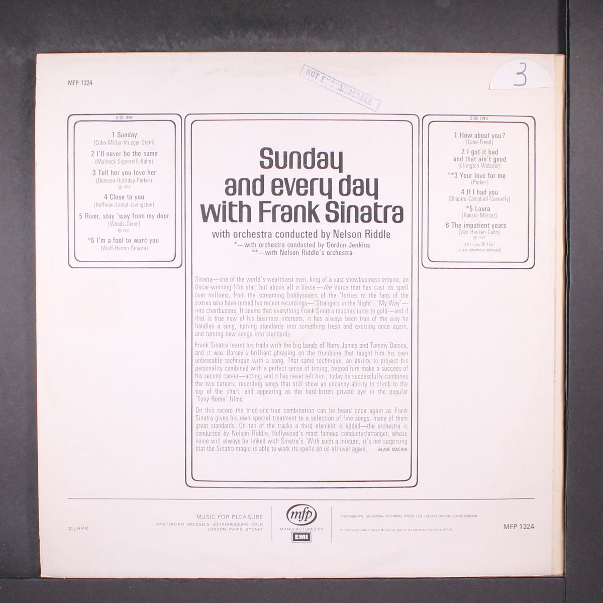 sunday and every day by FRANK SINATRA