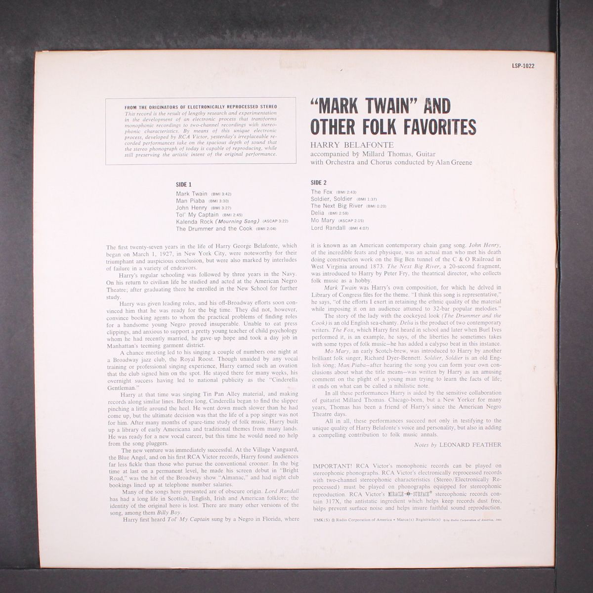 mark twain and other folk favorites by HARRY BELAFONTE