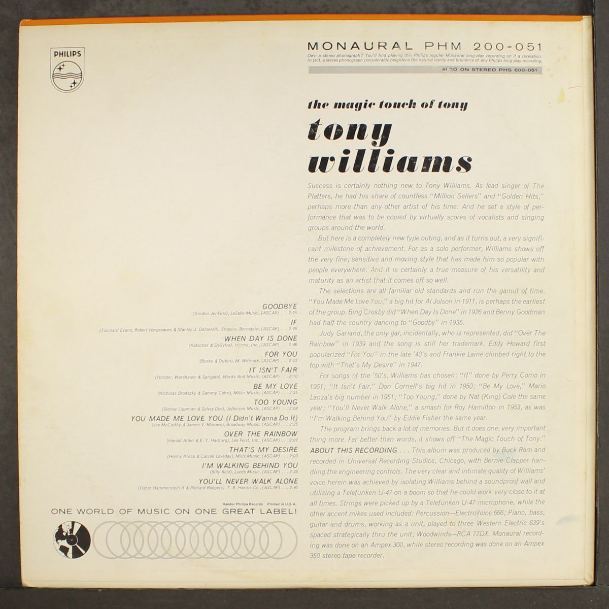 the magic touch of tony by TONY WILLIAMS