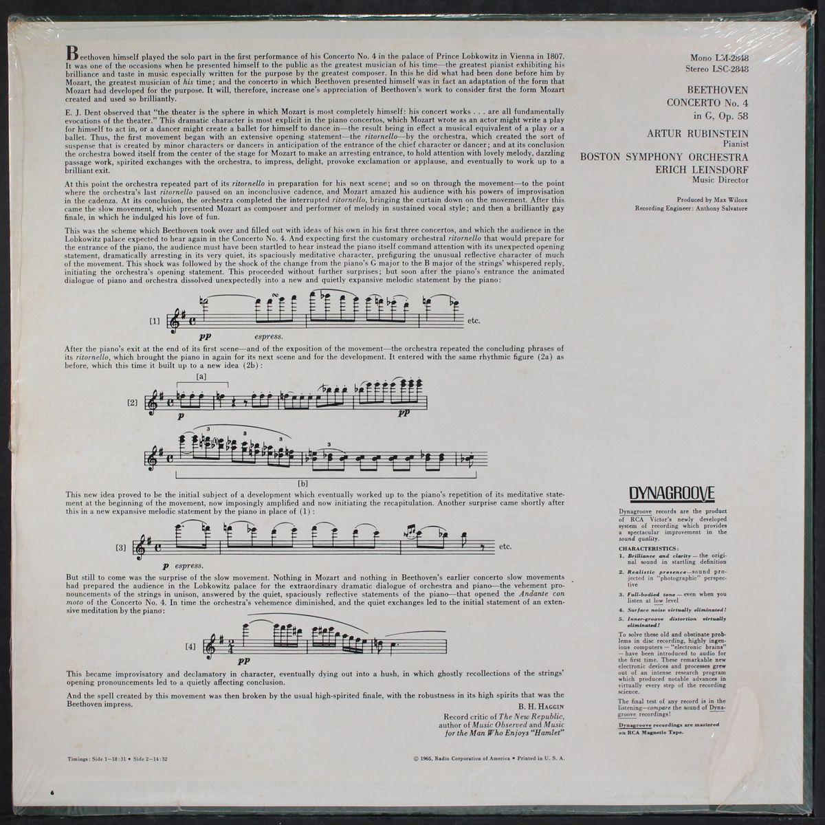 beethoven: piano concerto no. 4 in g, op. 58 by ARTUR RUBINSTEIN
