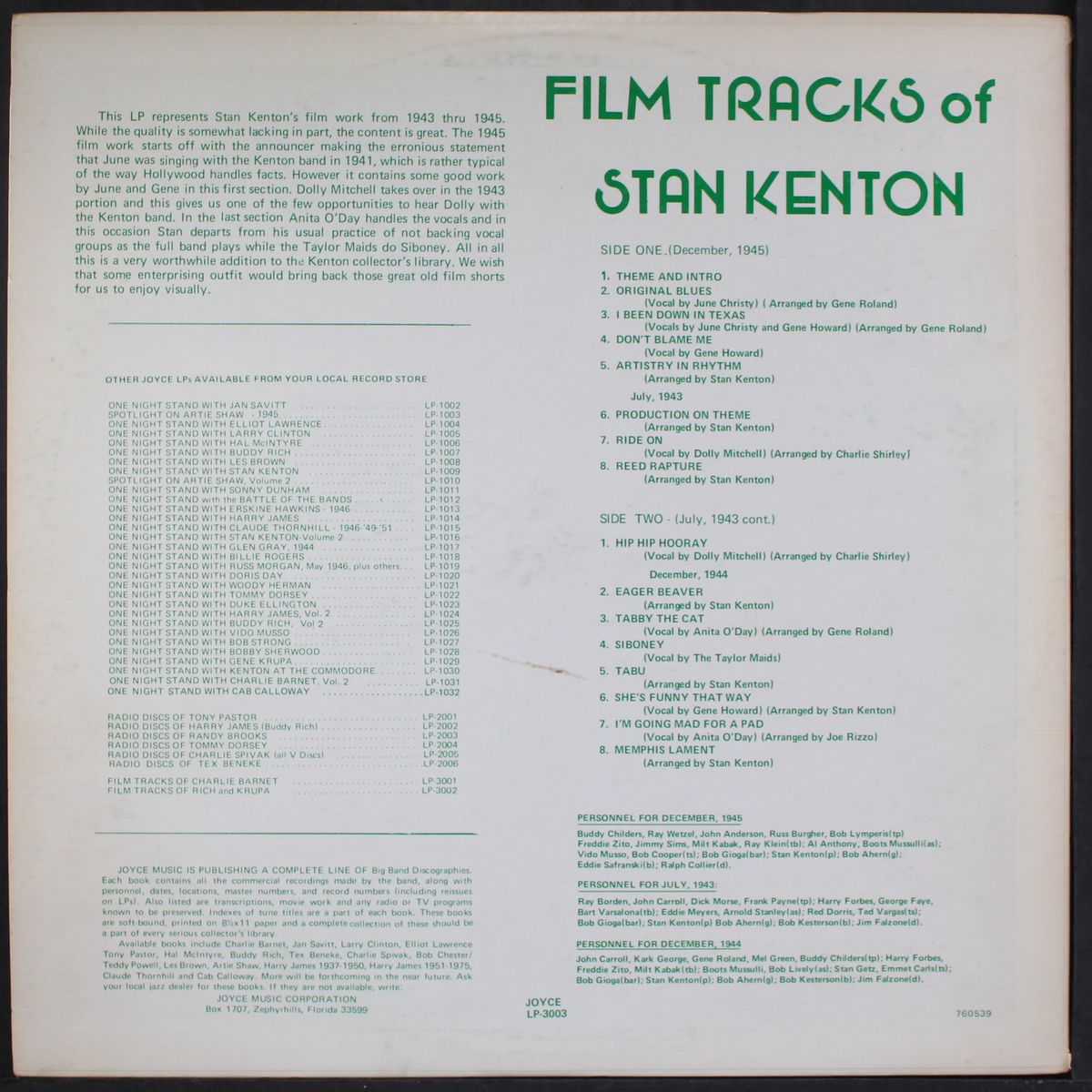 film tracks by STAN KENTON