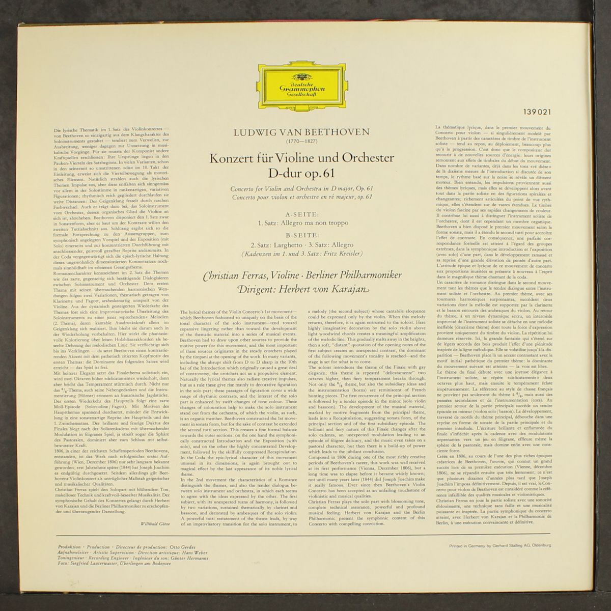 beethoven: violin concertos by CHRISTIAN FERRAS & HERBERT VON KARAJAN