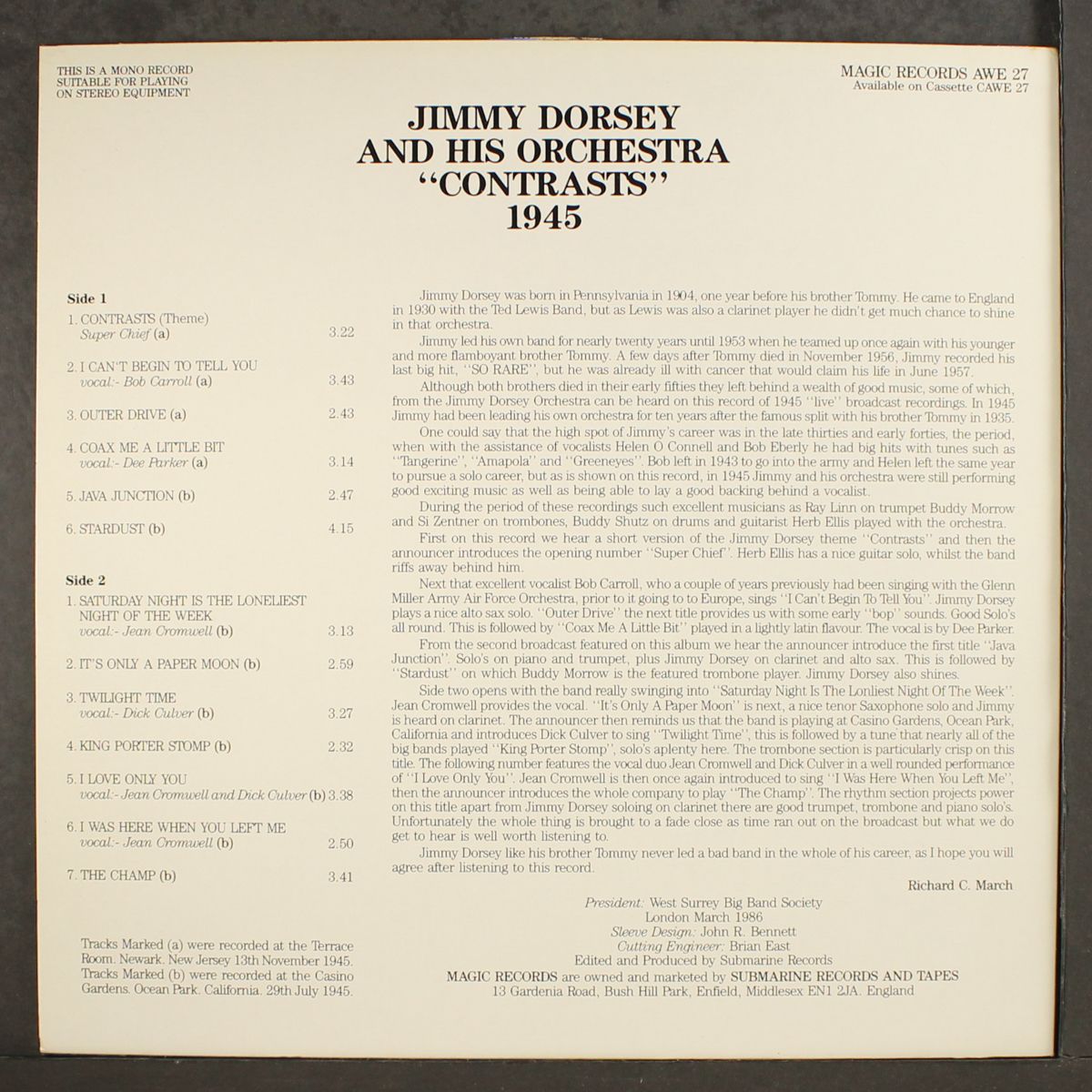 contrasts 1945 by JIMMY DORSEY