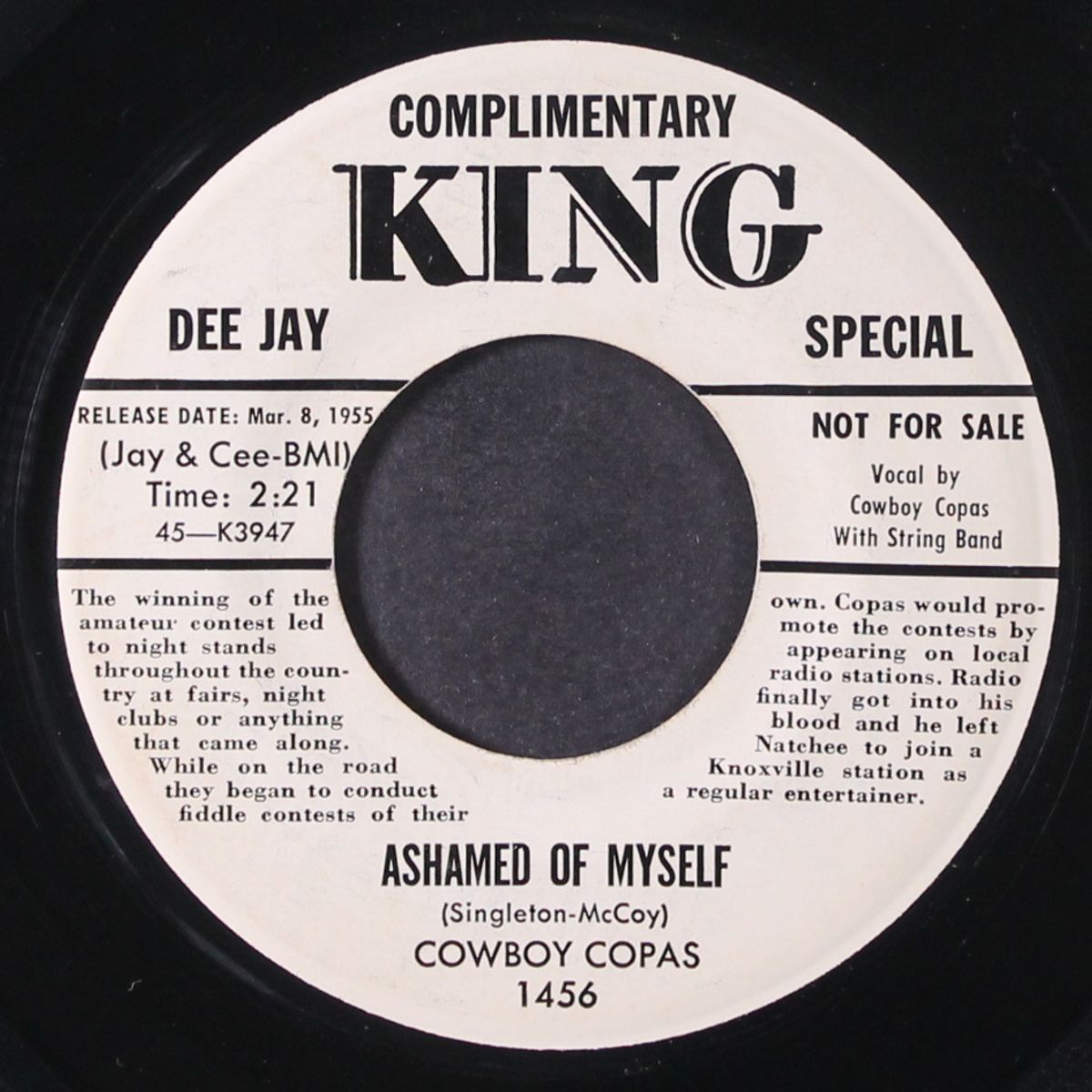 ashamed of myself by COWBOY COPAS
