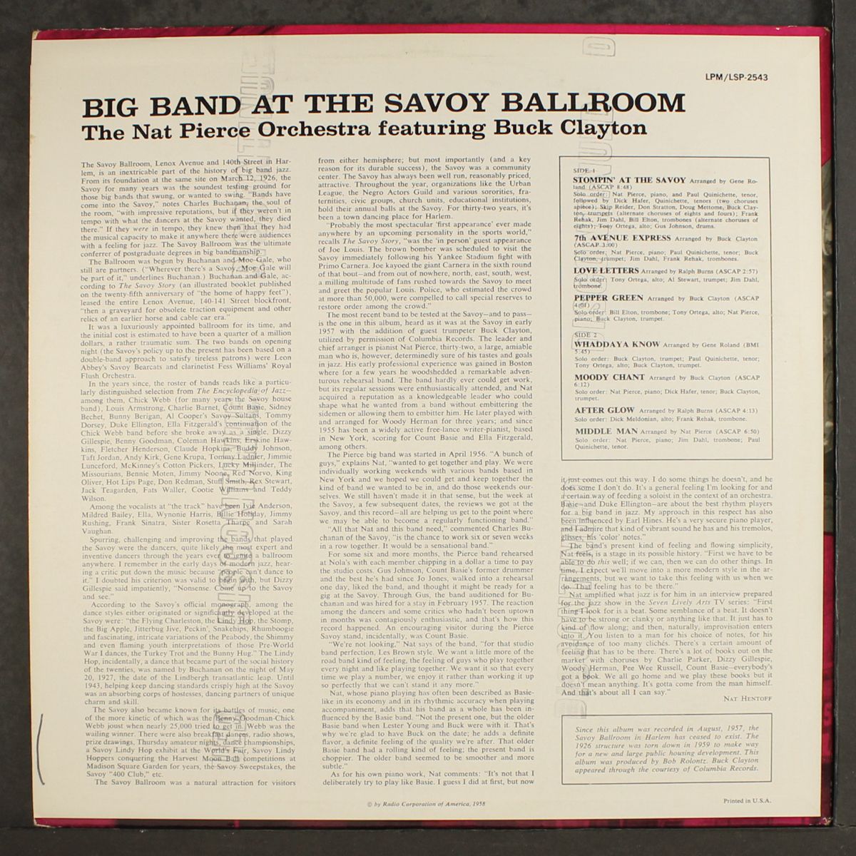 big band at the savoy by NAT PIERCE