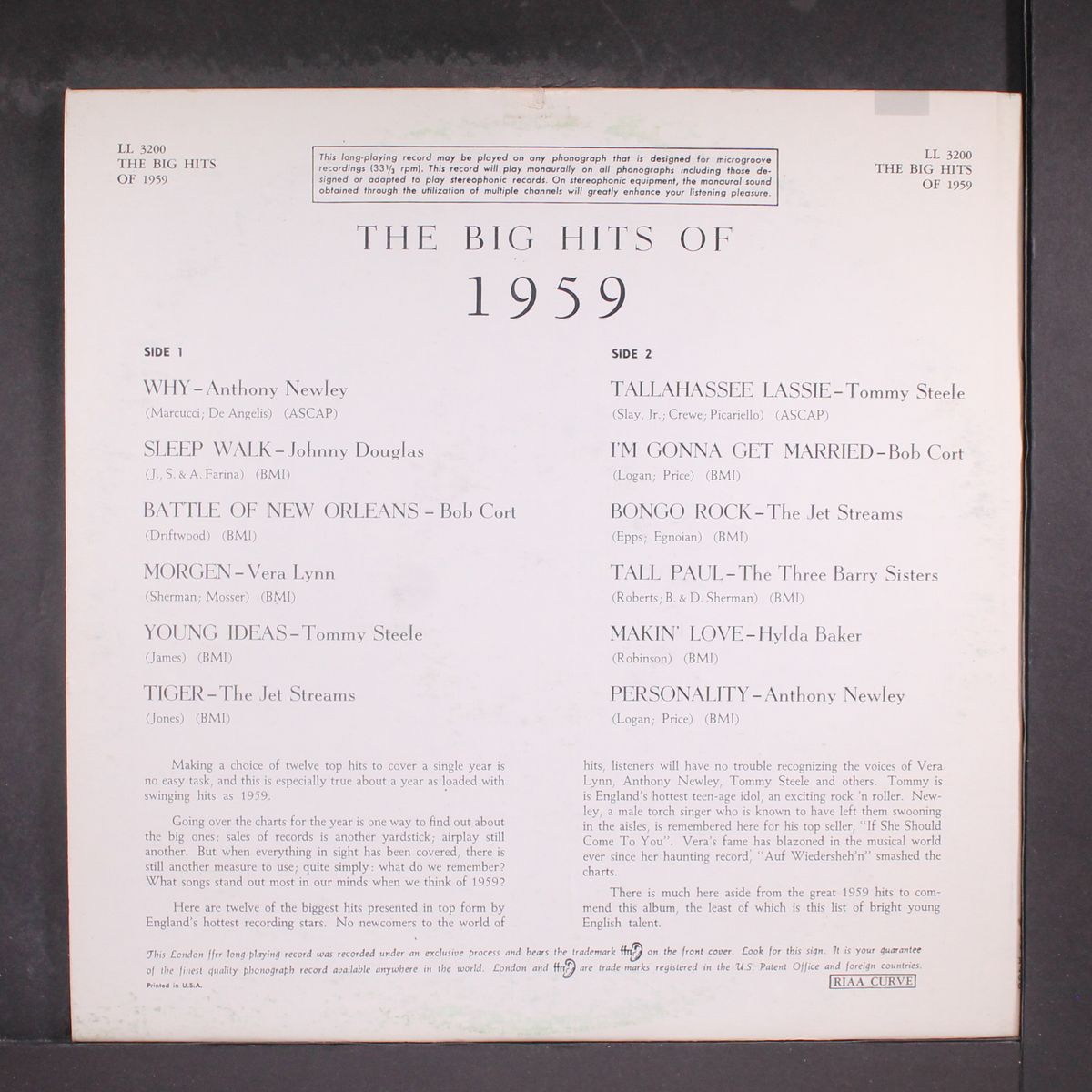 the big hits of 1959 by VARIOUS