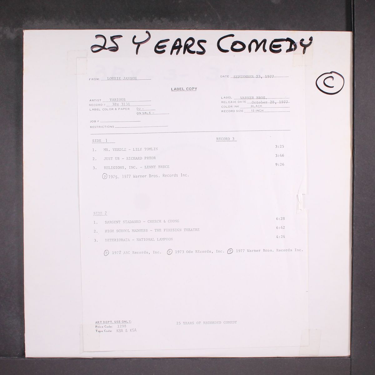 25 years of recorded comedy by VARIOUS
