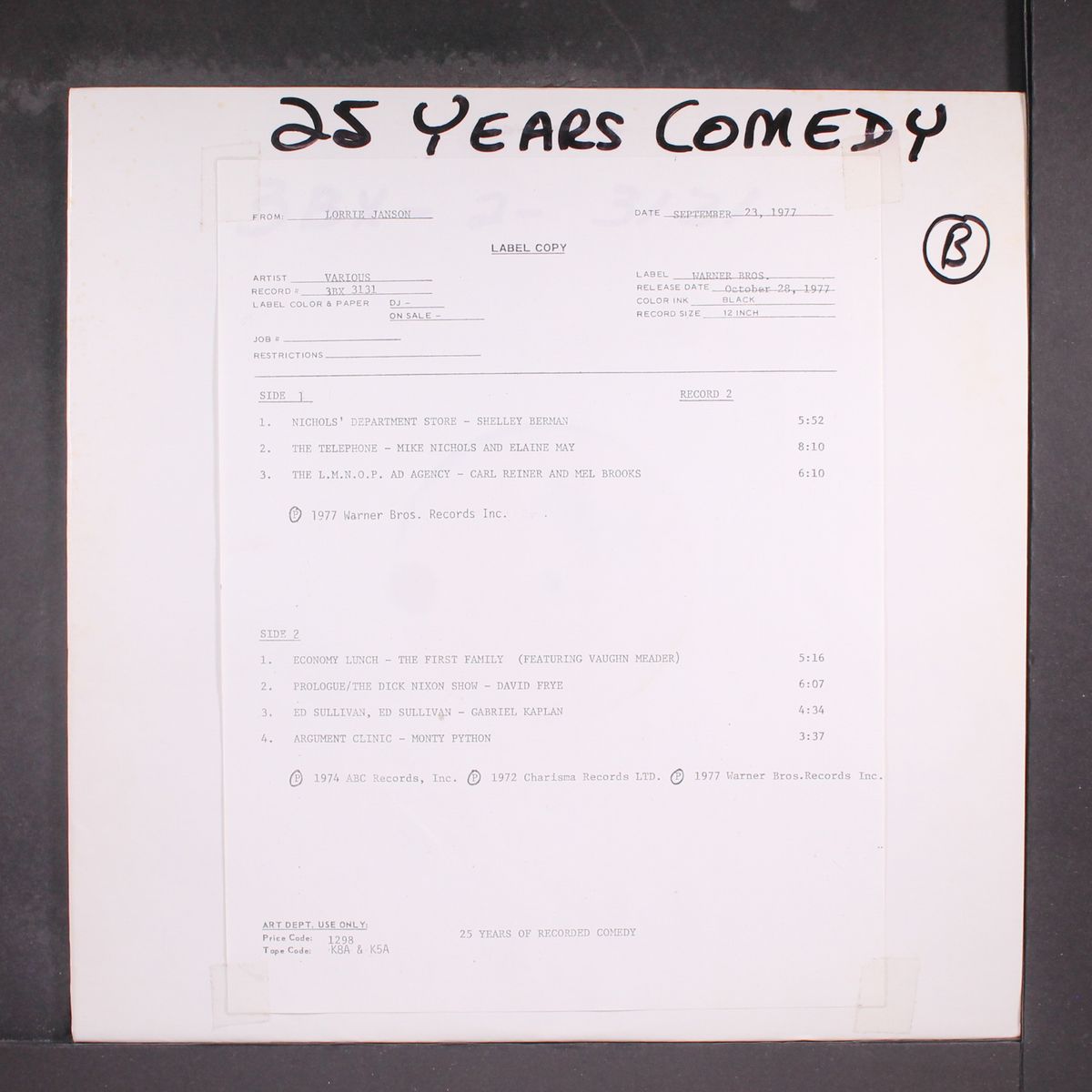 25 years of recorded comedy by VARIOUS