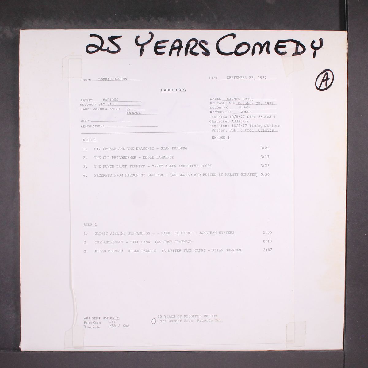 25 years of recorded comedy by VARIOUS
