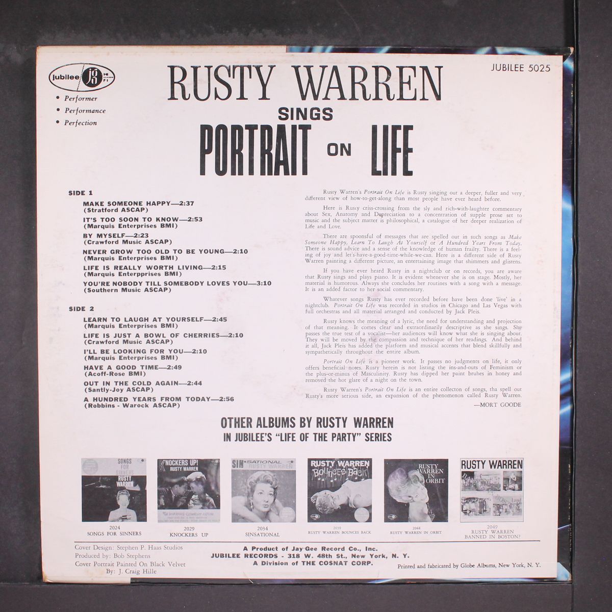 sings portrait on life by RUSTY WARREN