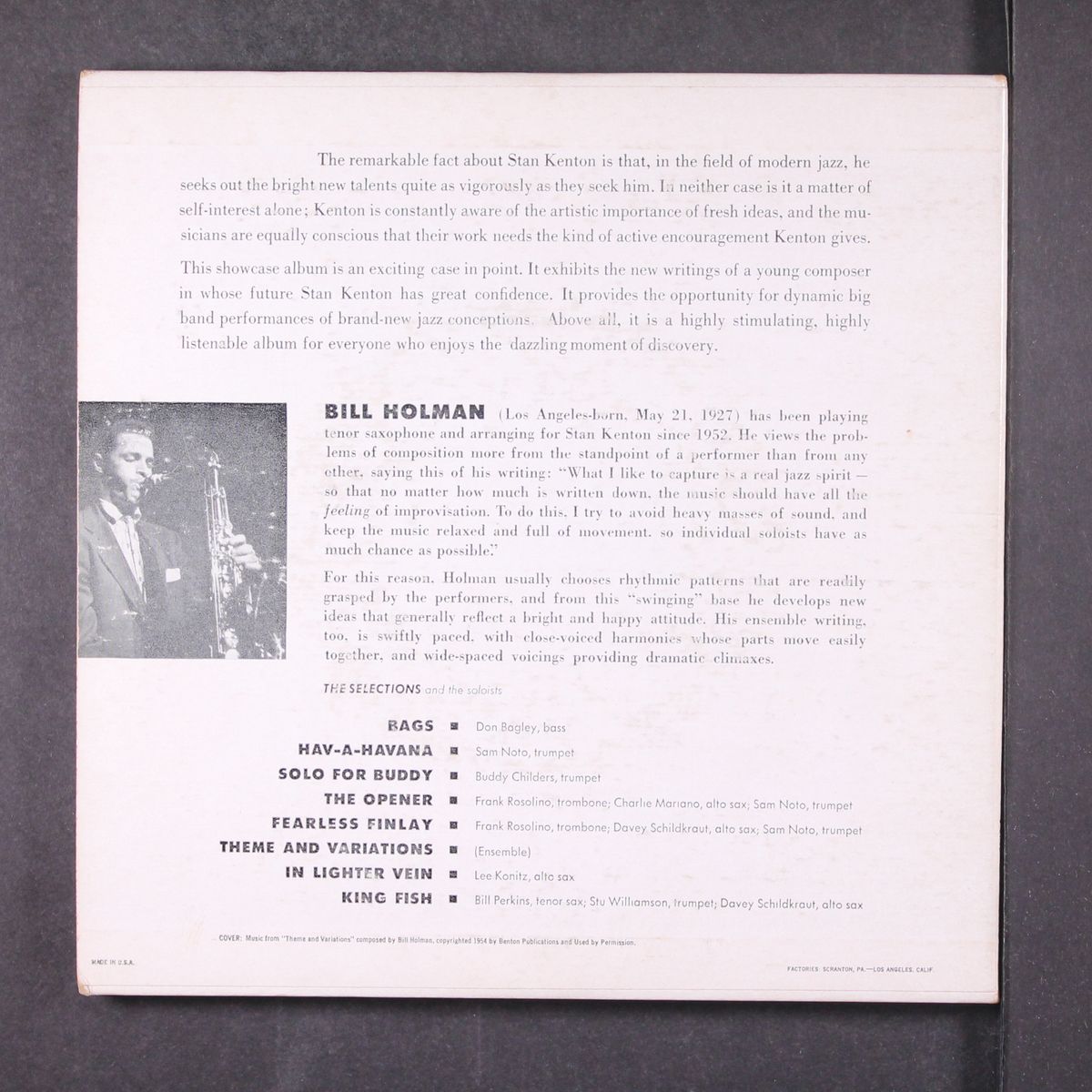 showcase the music of bill holman by STAN KENTON