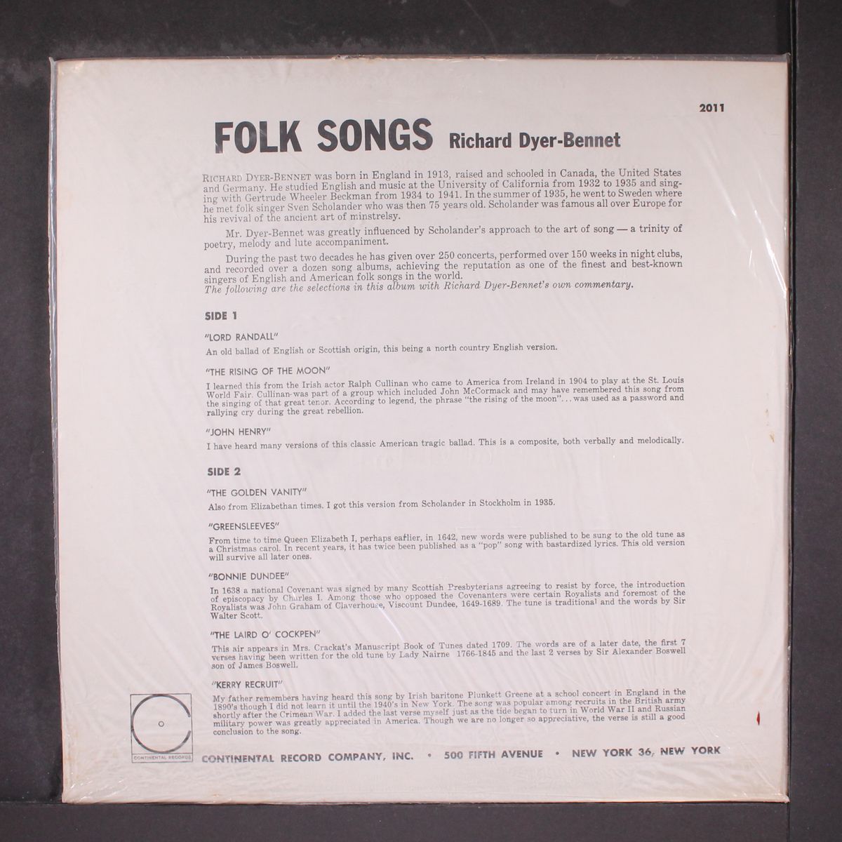 folk songs by RICHARD DYER-BENNET