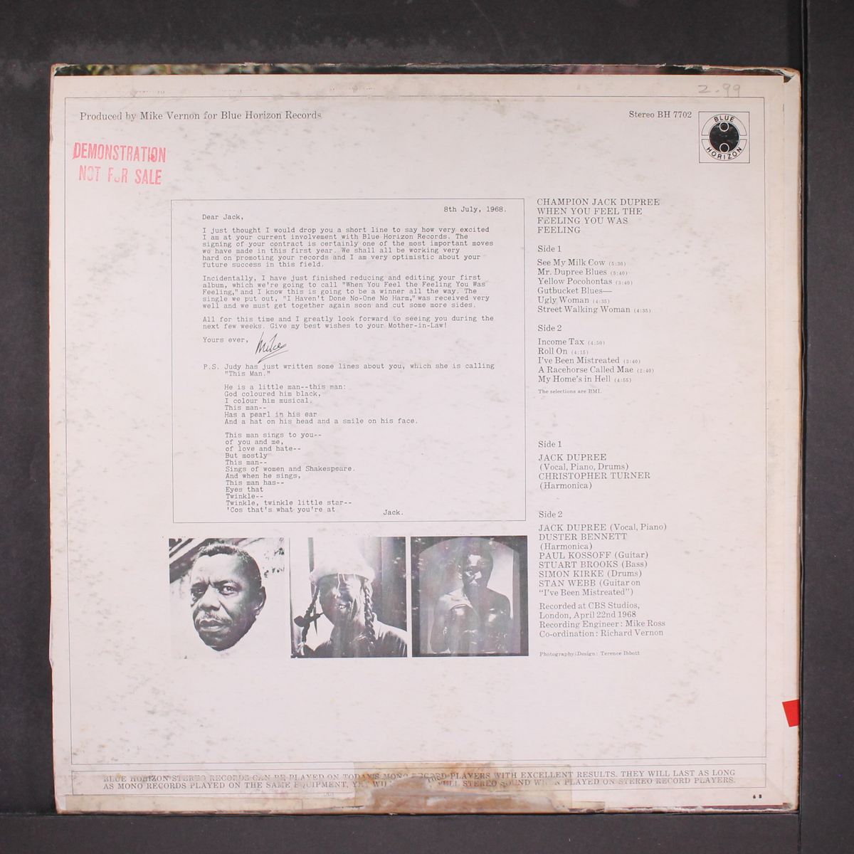 when you feel the feeling you was feeling by CHAMPION JACK DUPREE