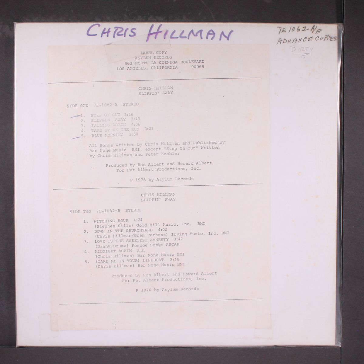 slippin' away by CHRIS HILLMAN