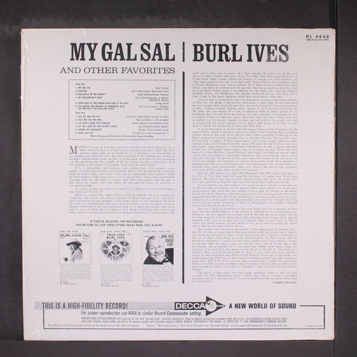 my gal sal by BURL IVES
