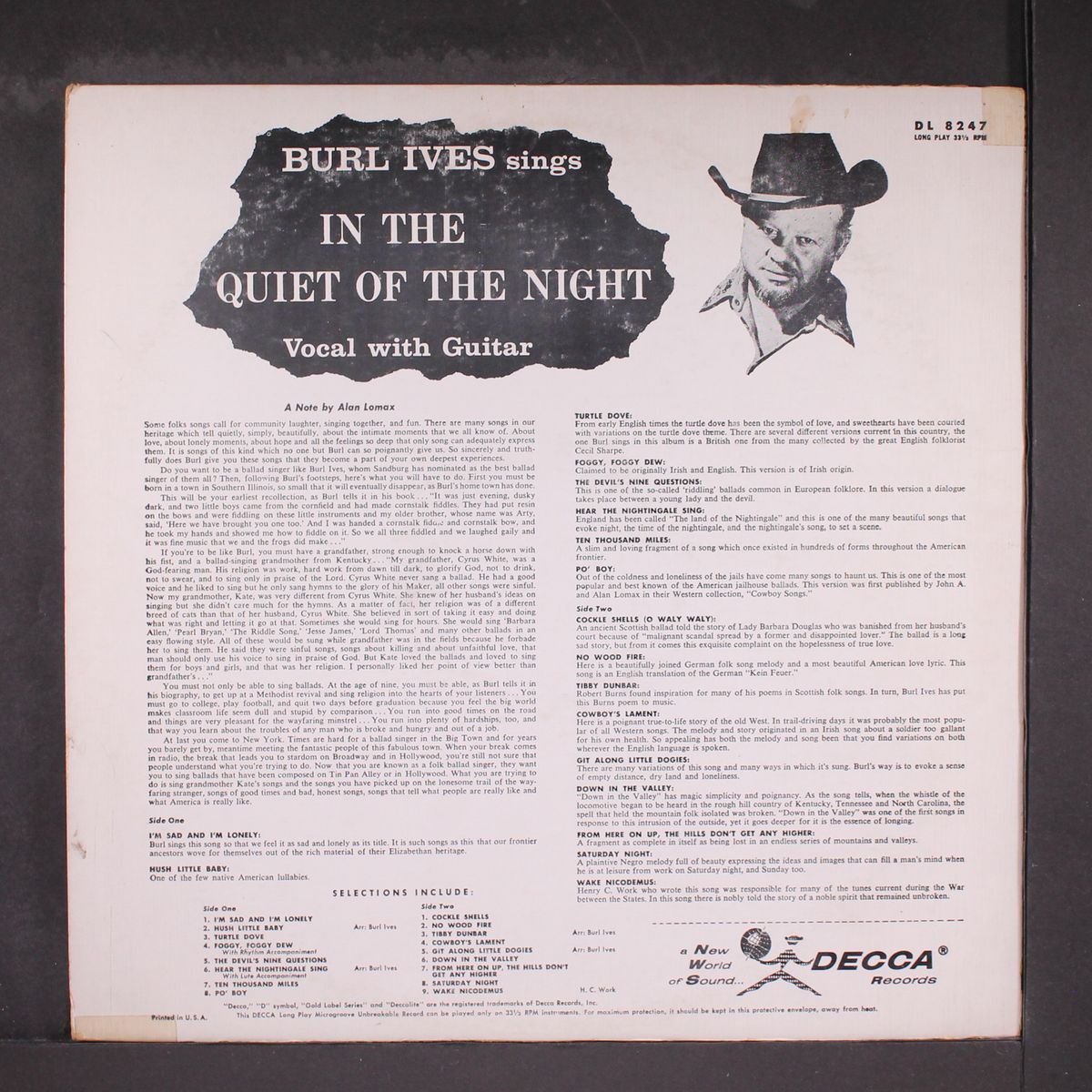 in the quiet of the night by BURL IVES