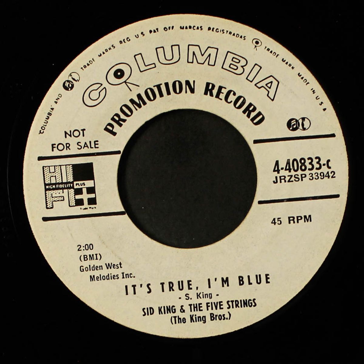 when my baby left me / it's true, i'm blue by SID KING & FIVE STRINGS