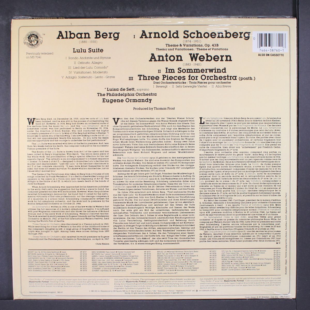 berg: lulu suite by EUGENE ORMANDY