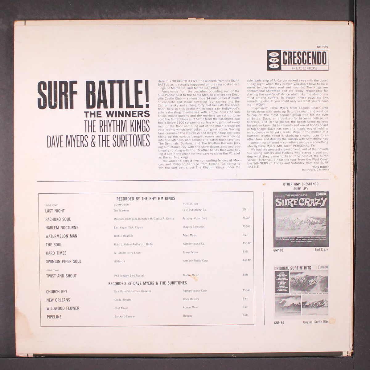 the winners of the 18 band surf battle! by RHYTHM KINGS / DAVE MYERS & THE SURFTONES