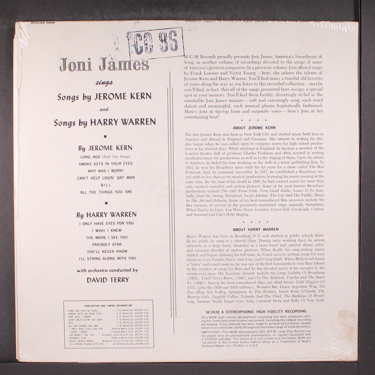 sings songs by jerome kern & harry warren by JONI JAMES