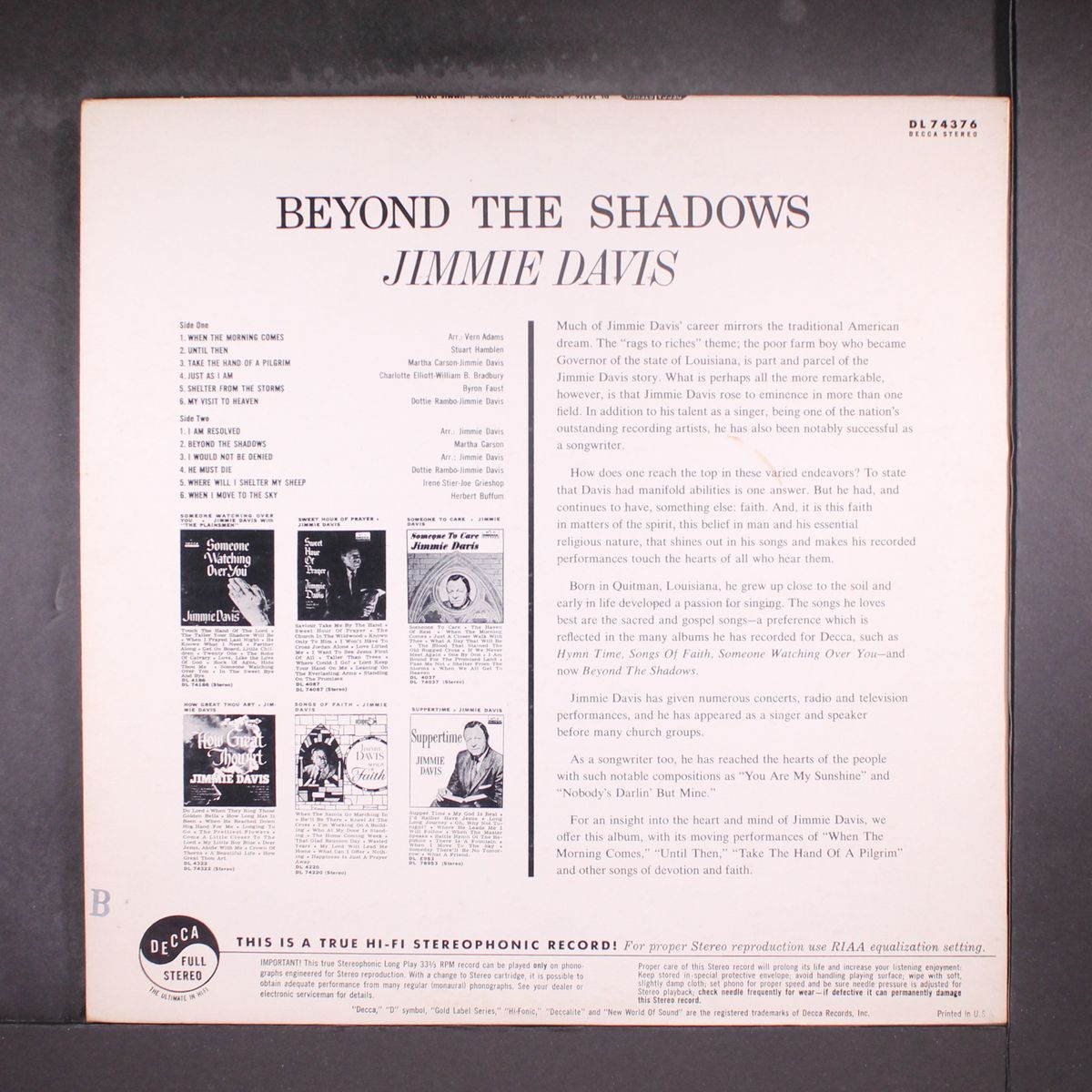 beyond the shadows by JIMMIE DAVIS