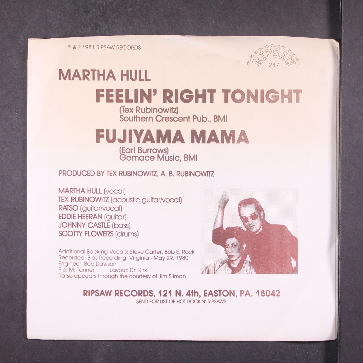 feelin' right tonight / fujiyama mama by MARTHA HULL