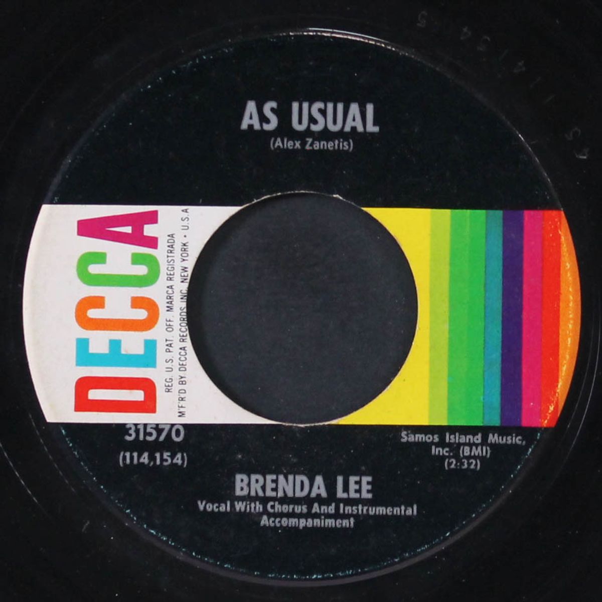 as usual / lonely lonely lonely me by BRENDA LEE