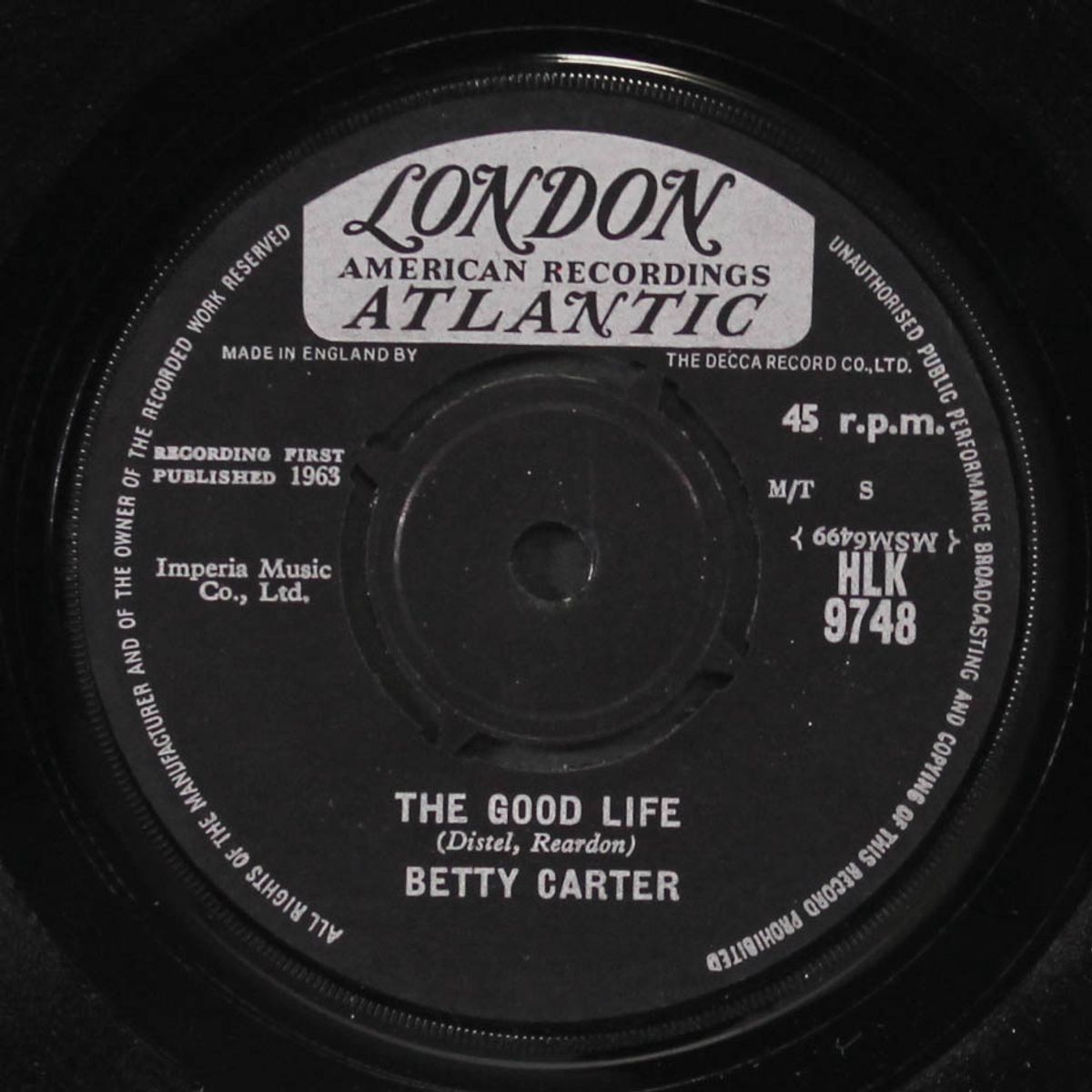 the good life / nothing more to look forward to by BETTY CARTER