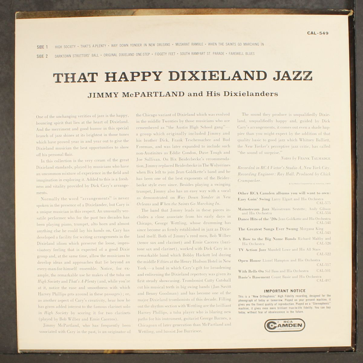 that happy dixie-land jazz by JIMMY MCPARTLAND