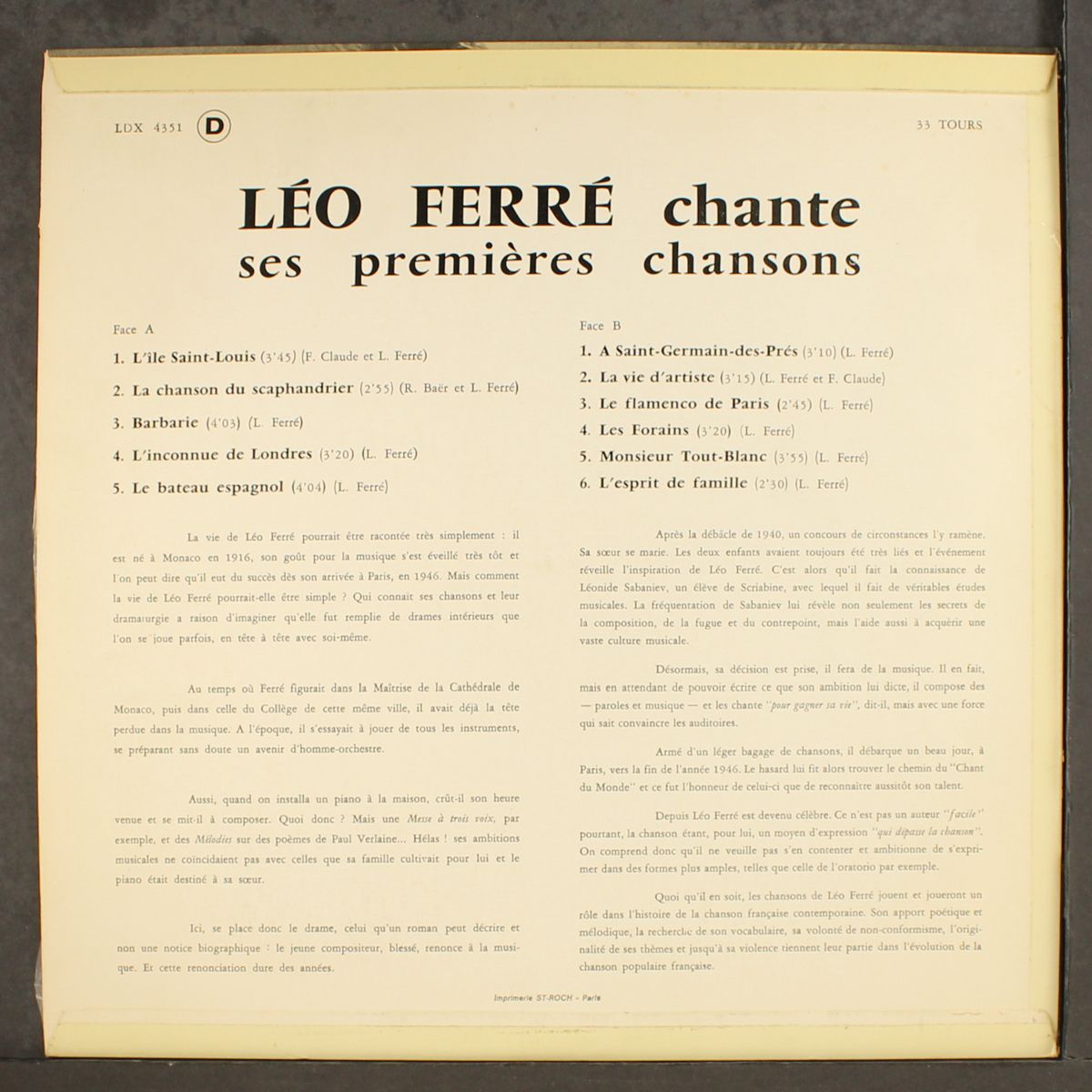 chante ses premieres chansons by LEO FERRE