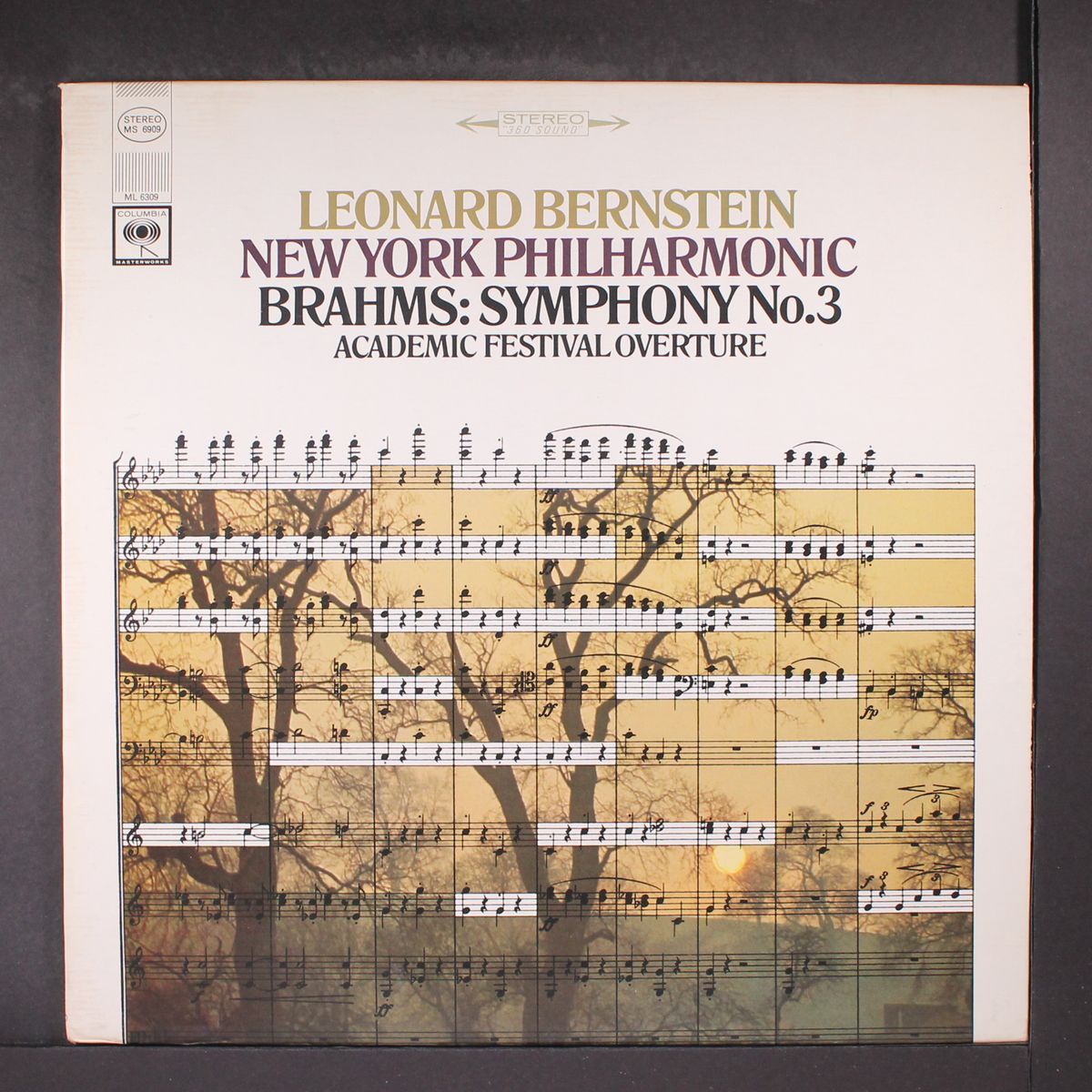 brahms: symphony no. 3, academic overture by LEONARD BERNSTEIN