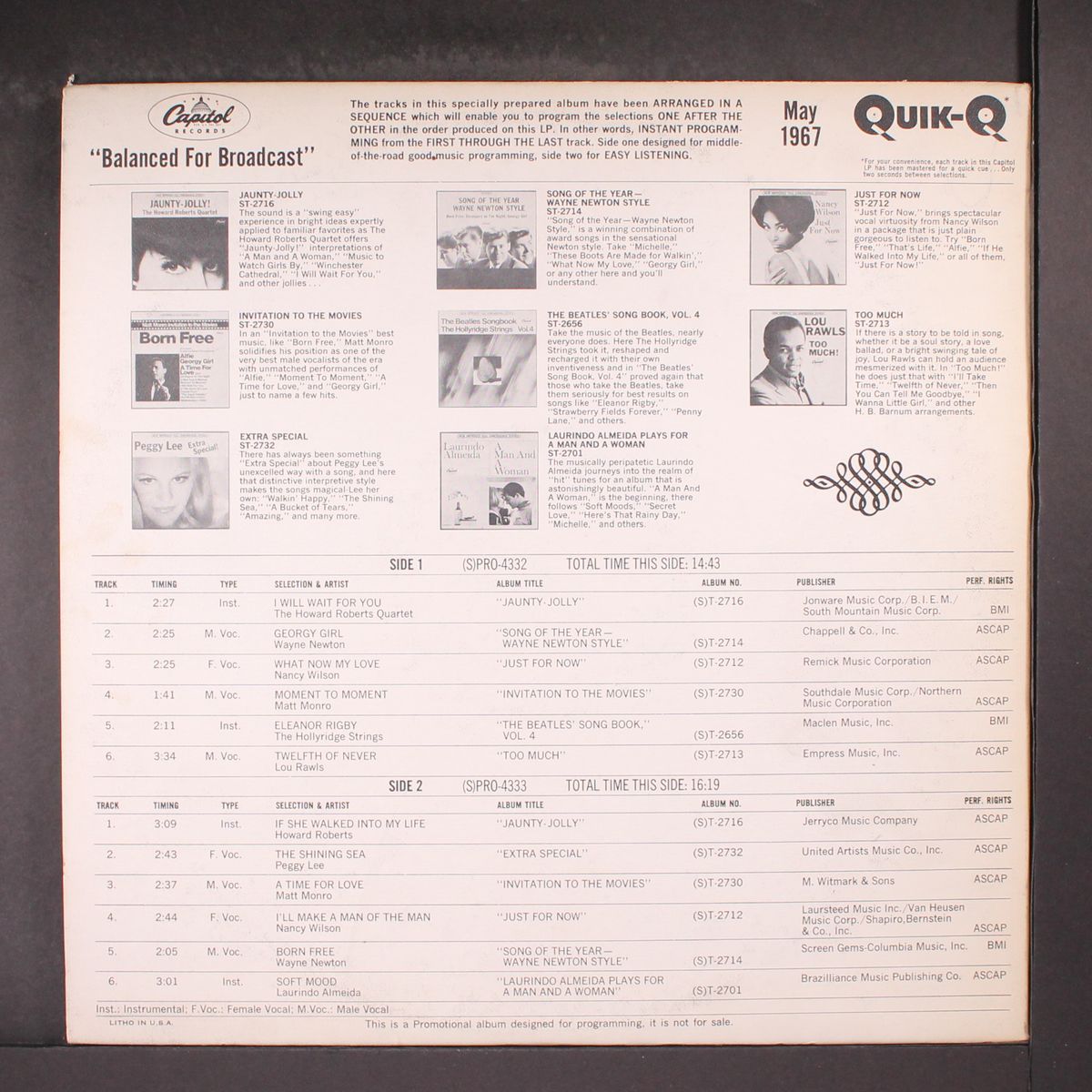the capitol disc jockey album may 1967 by VARIOUS