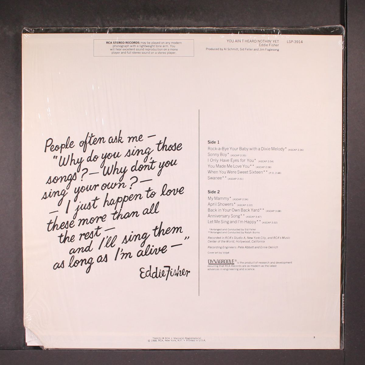 you ain't heard nothin' yet by EDDIE FISHER