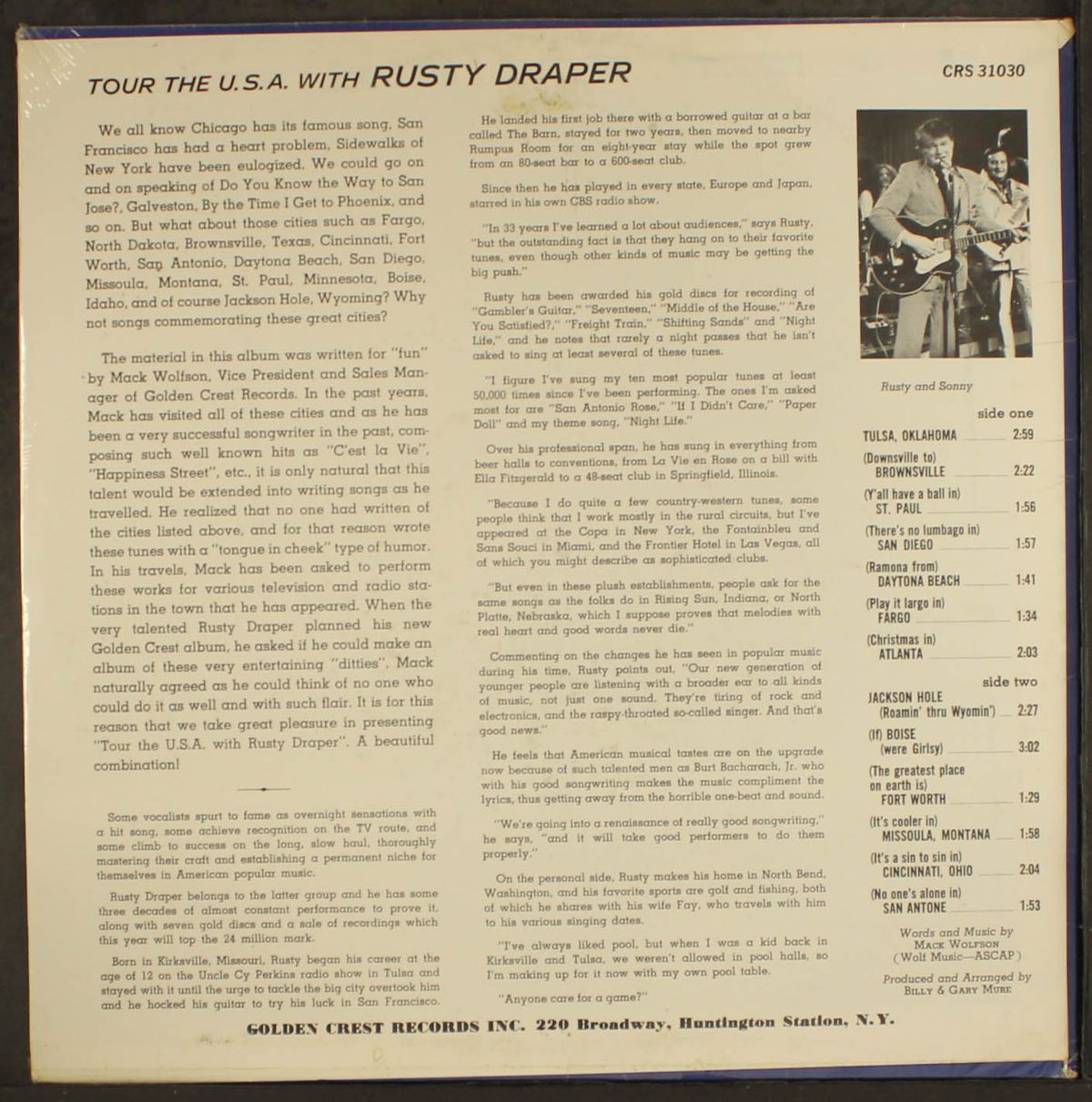 tour the u.s.a. with by RUSTY DRAPER