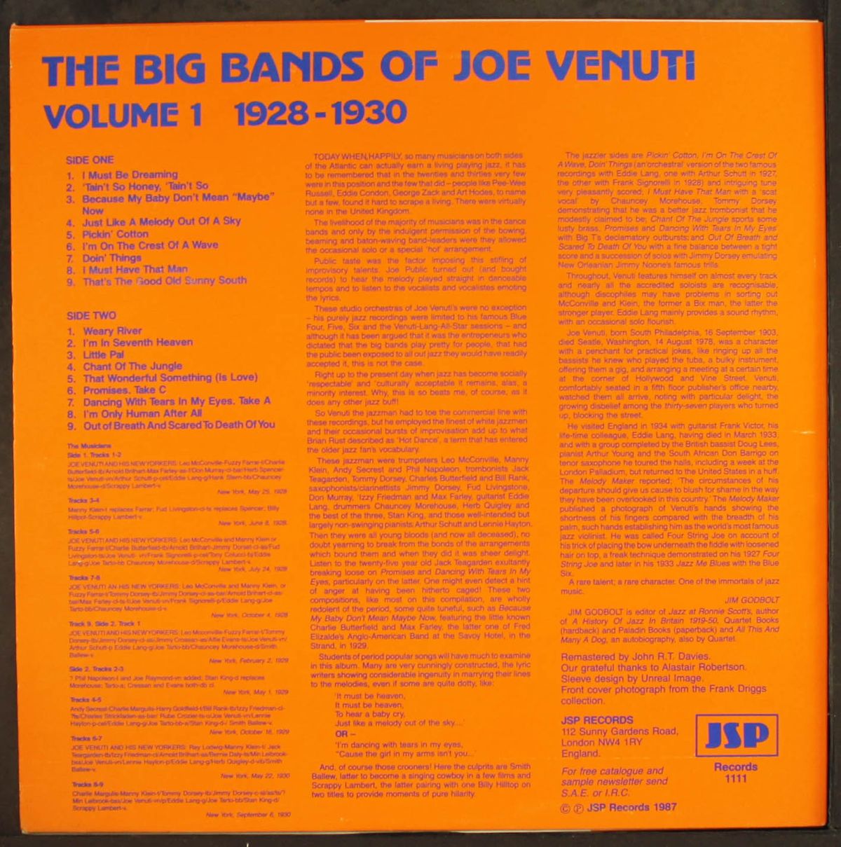 big bands of 1928-30, vol. 1 by JOE VENUTI