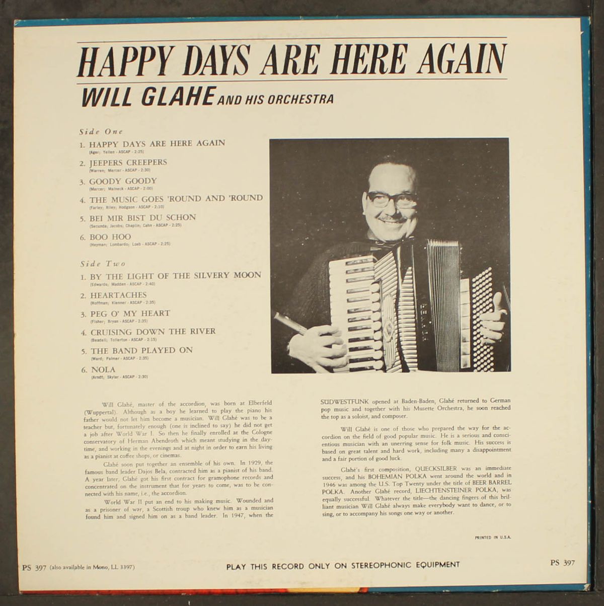 happy days are here again by WILL GLAHE