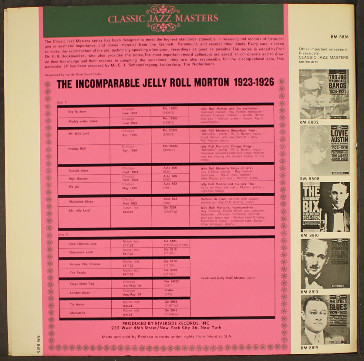 the incomparable jelly roll morton 1923-1926 by JELLY ROLL MORTON