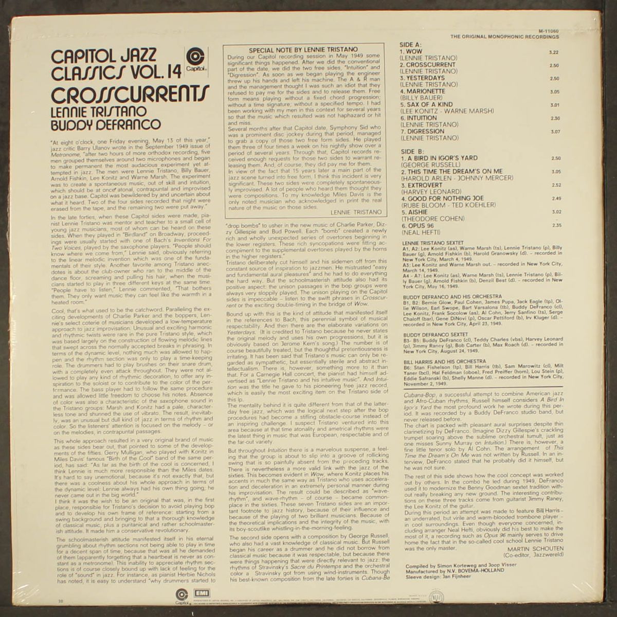 crosscurrents: capitol jazz classics vol.14 by LENNIE TRISTANO / BUDDY DEFRANCO